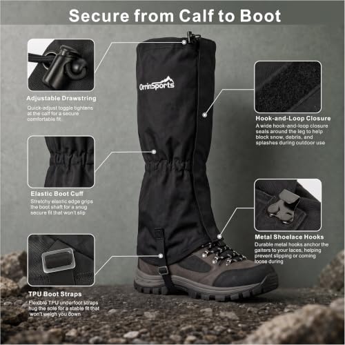 Waterproof Snow Gaiters for Hiking and Hunting Boots - Anti-Water & Snow Protection