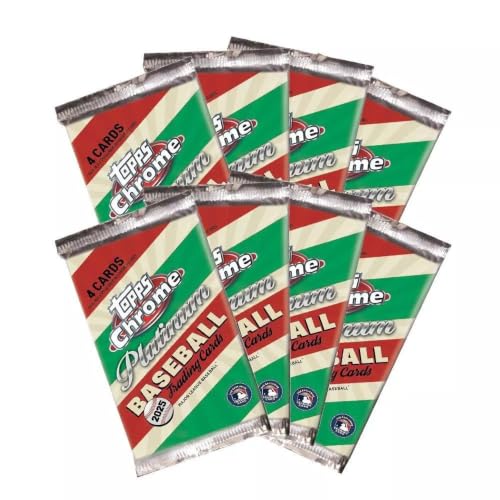 2025 MLB Chrome Platinum Baseball Trading Card Value Box | Inspired by 1955 Design, Includes 8 Packs with Prism Parallels