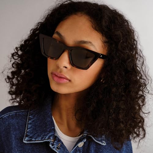 Le Specs Velodrome Cat Eye Sunglasses Women Dark Tort Frame Khaki Lenses