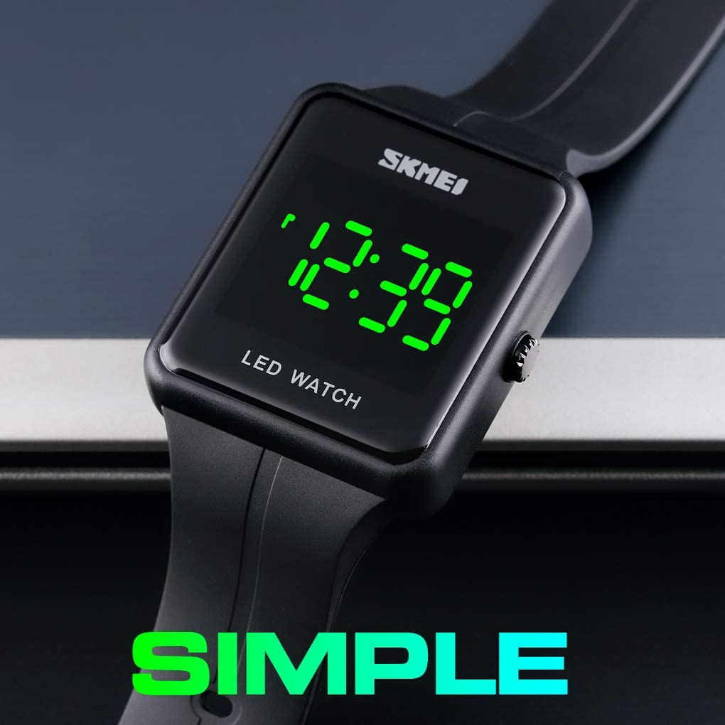 Gosasa Large Face LED Digital Watch Date Time 3Bar Waterproof Men Women Sports Watches(Black)