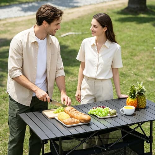 Damei Century Large Black Folding Camping Table 46.45x25.6in Adjustable Height