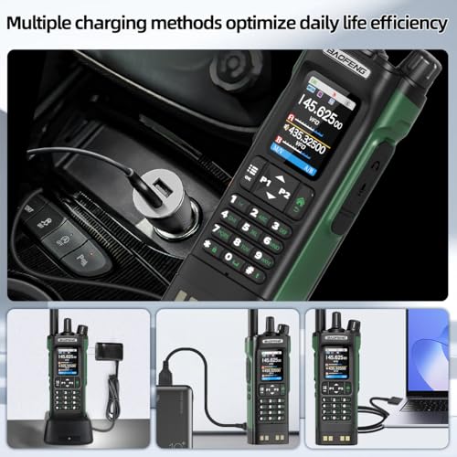 Long Range 10W Handheld Ham Radio with GPS NOAA Weather Receiver & USB-C Charging