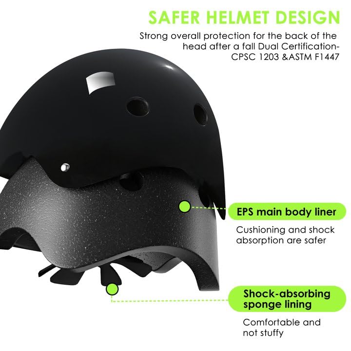 TOMSHOO Adjustable Helmet for Ages 3-15 Kids Toddler Boys Girls Youth,Protective Gear Set with Elbow Knee Wrist Pads for Skateboard, Bike, Skating, Cycling Roller Skate