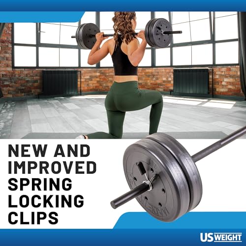 55LB Adjustable Barbell Weight Set for Home Gym Strength Training – Made in USA