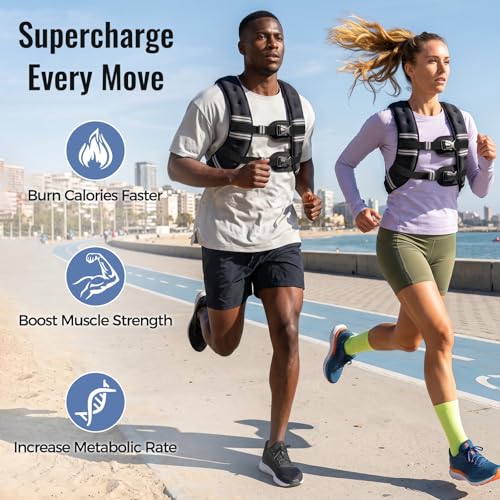 Weighted Vest for Men Women - 30 lb Black Adjustable Fitness Equipment