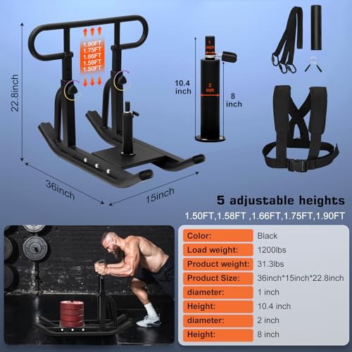Weight Sled, Fitness Strength Training Sled,Adjustable Height
