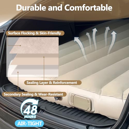 Beige Tesla Model Y Air Mattress Self-Inflating Camping Bed 2020-2026