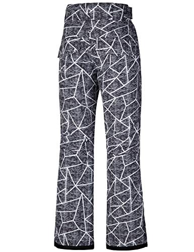 Wantdo Waterproof Insulated Women's Snow Pants - Gray Flora, Small Winter Ski Trousers