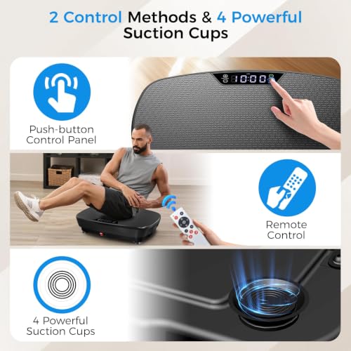 Large Black Vibration Plate Exercise Machine for Full Body Toning & Lymphatic Drainage