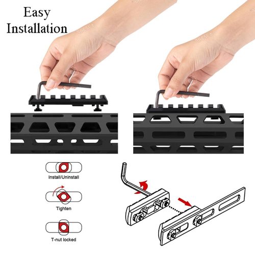 Gotical Multi Slots Mlok to Picatinny Rail Adapter 3 Slot Picatinny Rail Section Three Slots for MLok Handguard 2 Pieces (Pack of 2)