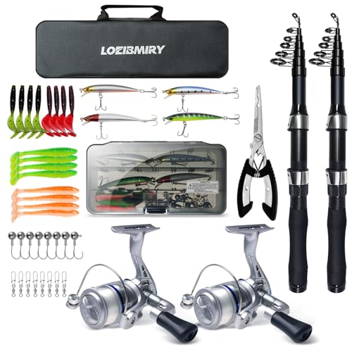 2-Piece Telescopic Fishing Rod and Reel Combo with Accessories