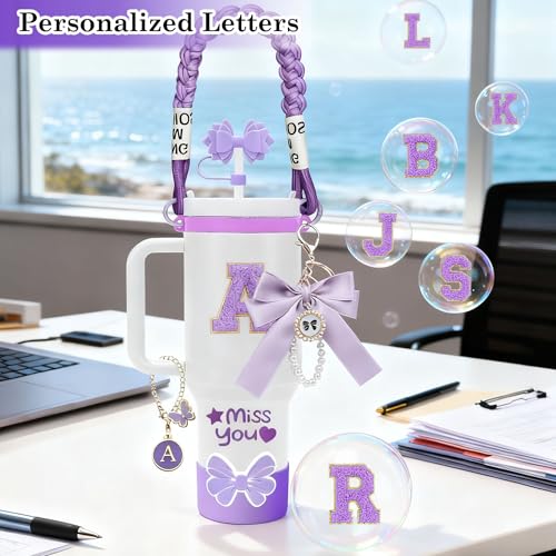 8PCS Cup Accessories Set for Owala & Stanley Quencher Bottles - Purple Plum / K
