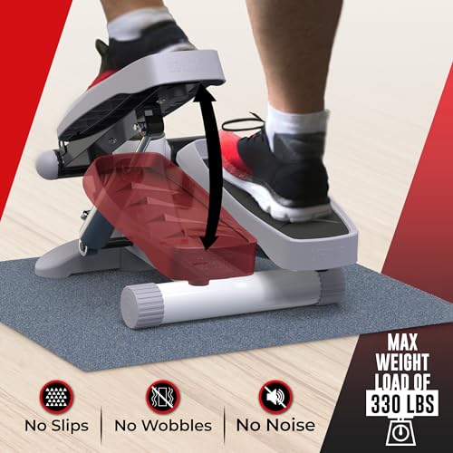 Mini Stepper Machine with Resistance Bands - Space-Saving Cardio Equipment - White/Grey
