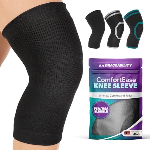 Knee Support Sleeve for Arthritis Pain Relief - Black, Medium - Soft Compression Support for Men & Women