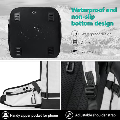 SEMSTY White 70L Waterproof Ski Boot Bag with Multiple Compartments