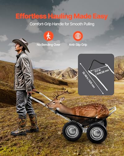 VEVOR 500lbs Heavy-Duty Aluminum Game Cart with 4-Wheel All-Terrain Folding Design