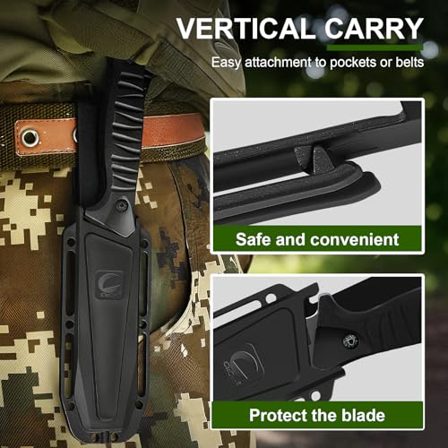 Meniscus Blade Fixed Blade Knife with Sheath, 4-Inch Carbon Steel Outdoor Hunting Knife - CuCut