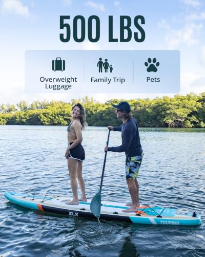 ZLX Inflatable Paddle Board 11'6" x 33" Stable & Fast with Purple Camo Variation
