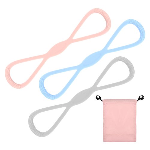 3 Pack Figure 8 Resistance Bands for Women, 15 lbs, 25 lbs & 35 lbs, 8 Shaped Exercise Bands for Arms, Back, Shoulders, Legs and HIPS Working Out(Color:Pink+Blue+Grey)