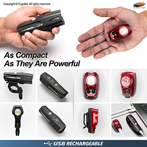 All-Season Cygolite Bike Light Set - 800 Lumen Front & 150 Lumen Tail Lights, USB Rechargeable, Safety Modes