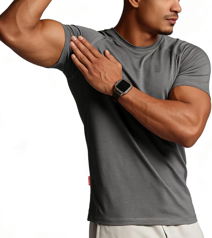 Skiennix Men's Athletic T-Shirts - Breathable Wicking Fabric - Casual Short Sleeve Crew Neck