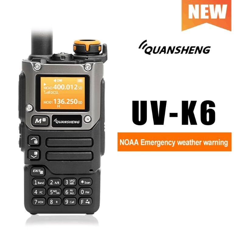 Walkie Talkie 5W UHF/VHF Two-Way Radio with NOAA Weather Alert – UV-K6/K5 (Type-C Charge)