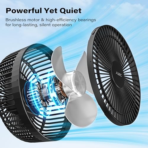 Rechargeable Magnetic Fan for Golf Cart - 7.5-Inch Dual Fans, 28Hrs Battery, Black 2-Pack