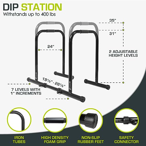 Adjustable Power Dip Station for Home Gym - Black/Lite