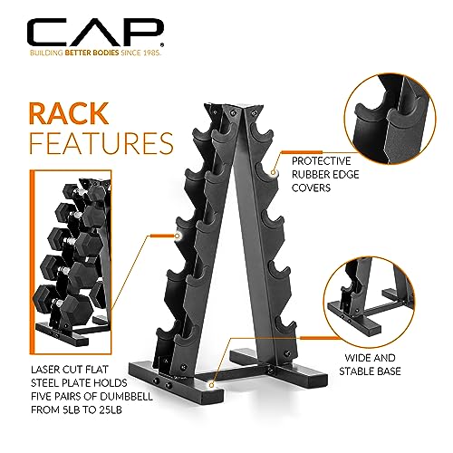 CAP 150 LB Chrome Handle Red Rack Coated Hex Dumbbell Set with Vertical Rack