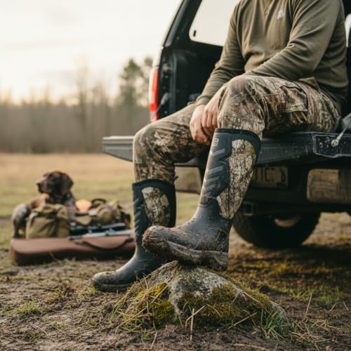 Men's Waterproof Insulated Rubber Hunting Boots - 8 / Next Camo