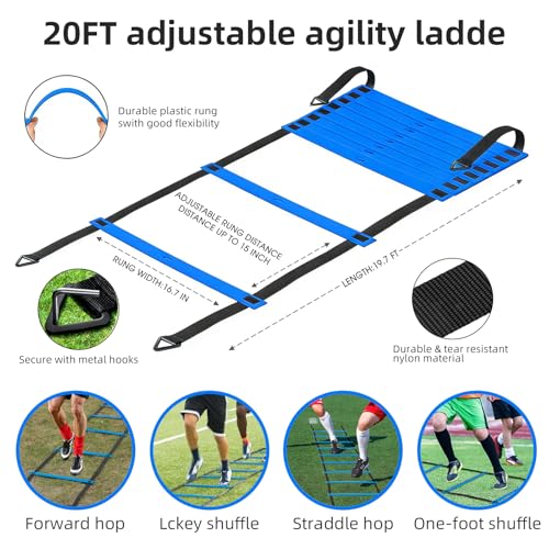 Blue Portable 6x4ft Pop-Up Soccer Goal Set with Ball, Ladder & Cones