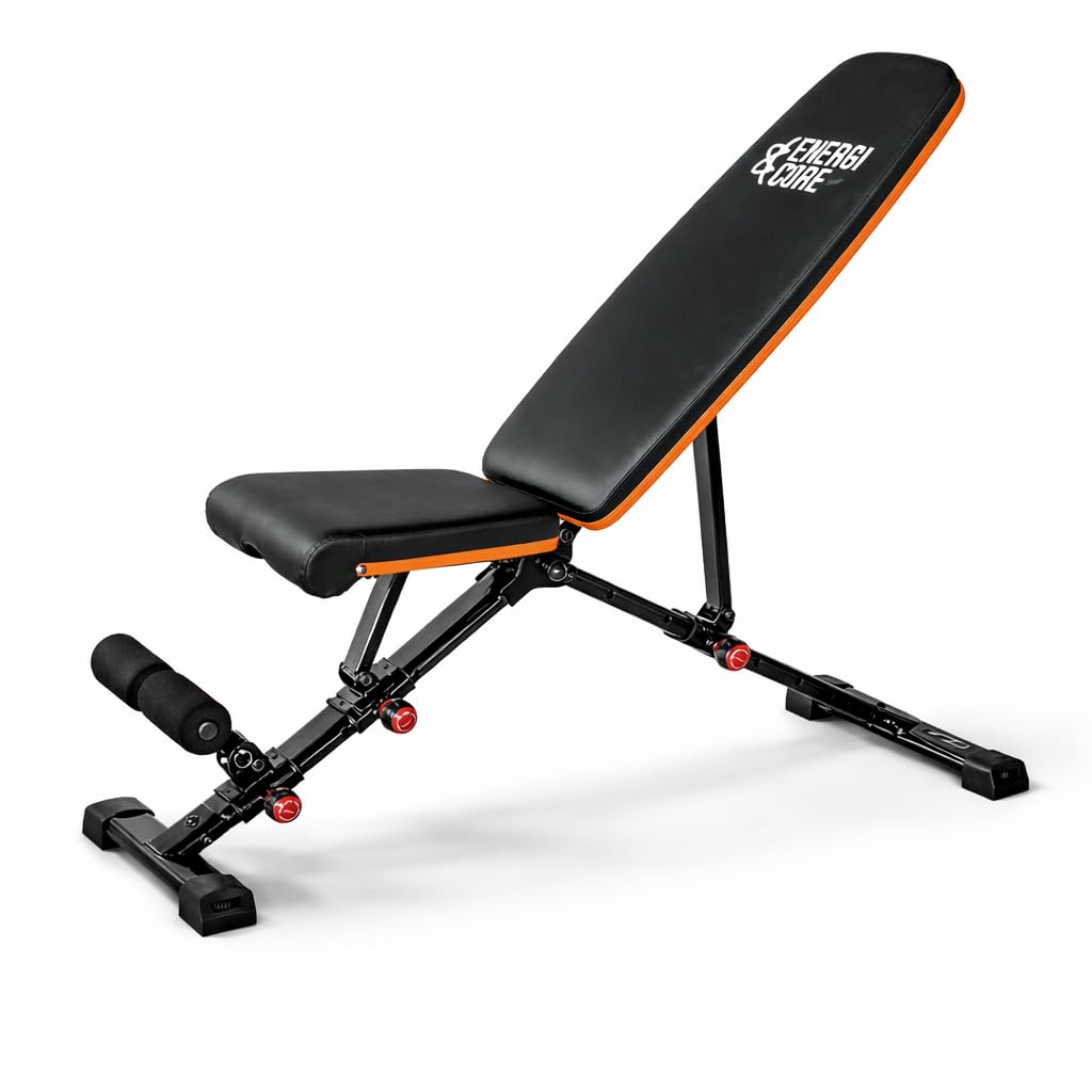 Adjustable Workout Bench for Home Gym – Foldable Weight Bench Incline Decline Flat for Full Body Strength Training | Compact Exercise Bench for Dumbbell & Fitness Workouts by Energi Core