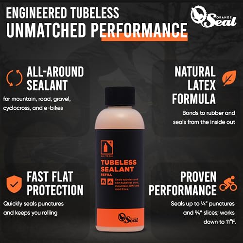 Orange Seal Tubeless Bike Tire Sealant 4oz Refill - Fast Puncture Repair