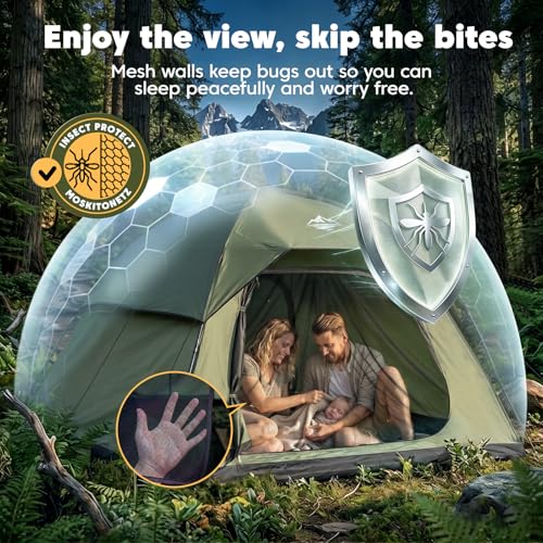 6 Person Camping Tent with 2 Doors Rainfly - Green, Extra Spacious