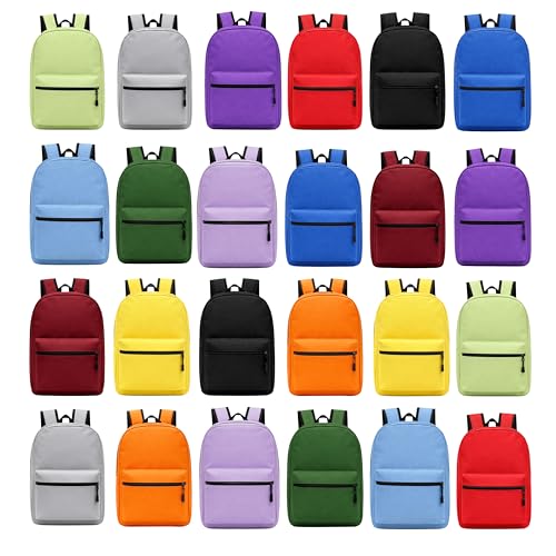 Assorted 24 Pack Lightweight 17-Inch Travel & Outdoor Backpacks - Bulk Gym & School Bags