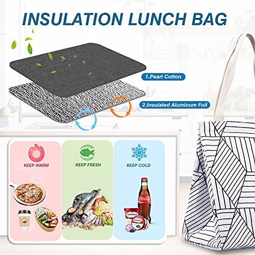 Insulated Lunch Bag for Men & Women - White Rhombus with Hook & Loop Closure, 9L
