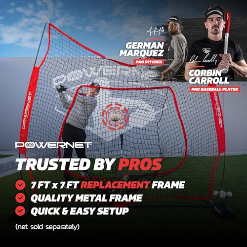 PowerNet 7x7 ft Baseball & Softball Net Replacement Frame - Black / Frame