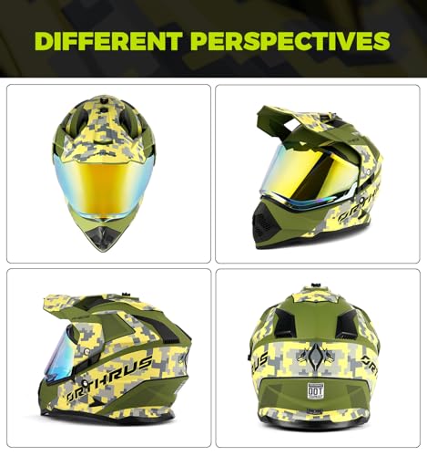 Orthrus Halo XL Dual Sport Motorcycle Helmet DOT Certified UV Visor Intercom Slot