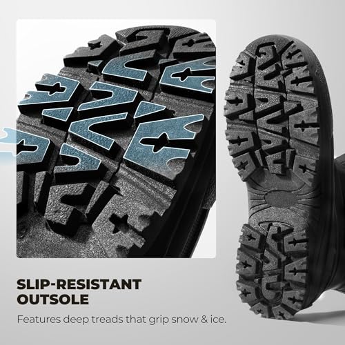 NORTIV 8 Men's Waterproof Winter Snow Boots Insulated - Black 10