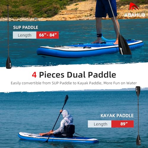 Abahub Black 4-Section Carbon Fiber SUP Kayak Paddle - Lightweight & Adjustable