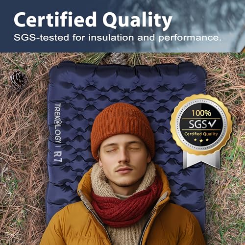 TREKOLOGY Blue Ultra-Light Camping Sleeping Pad 4" Thick, All-Season Insulated Mattress