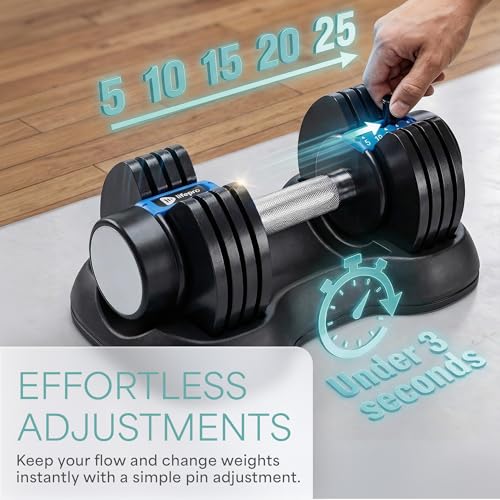 Lifepro Adjustable Dumbbells Black & Blue — Space-Saving Home Gym Weights