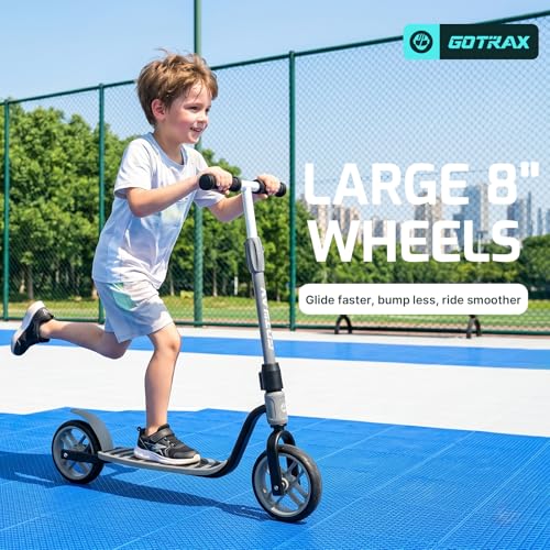 Kids Kick Scooter with 8-Inch Wheels - Gotrax KS8 Matte Black, Adjustable Handlebar, Safe & Lightweight for Ages 5+