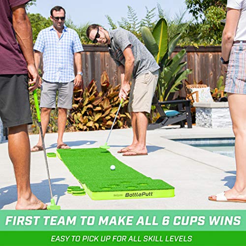 GoSports BattlePutt Golf Putting Game Set - 11 ft Backyard Putting Green with Paddles & Cups