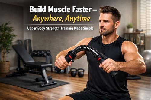 Arm Trainer, Adjustable Twister Arm Chest Exerciser with 2/4 Spring & Training Poster for Men & Women, Detachable Power Twister Home Fitness Equipment Grip Strength Trainer