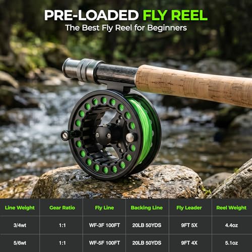 TOPFORT 5/6# 8FT Fly Fishing Rod & Reel Combo Kit with Complete Gear