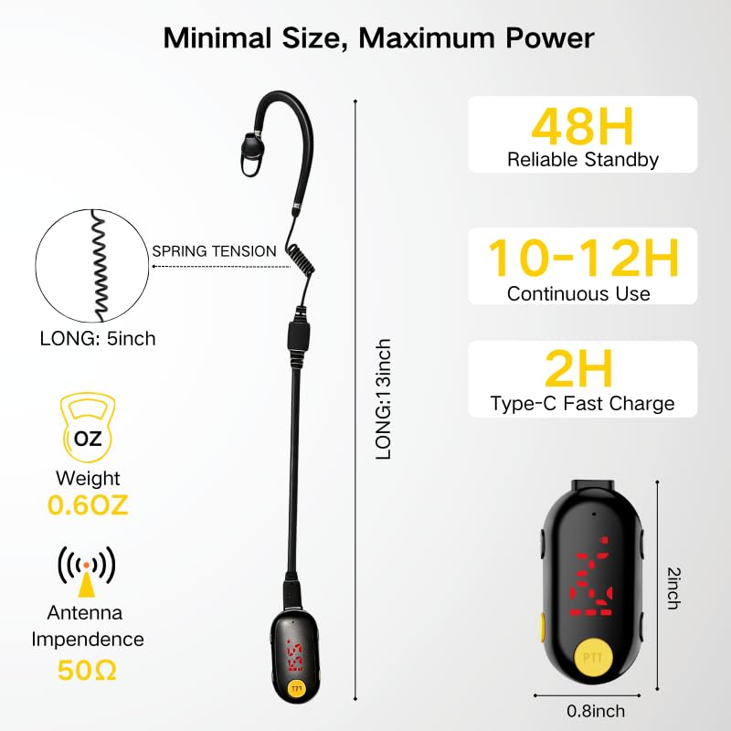 Black Mini Walkie Talkies 3-Pack with Earpieces - Compact Two-Way Radios for Team Communication