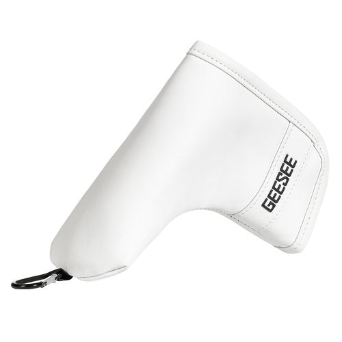 GEESEE Golf Putter Cover with Premium PU Leather, Magnetic Blade Putter Headcover, Soft Lined Design for Secure Fit, Durable Putter Cover for Blade Style Putters Golf Clubs-1 Unit (PU-Blade-White)