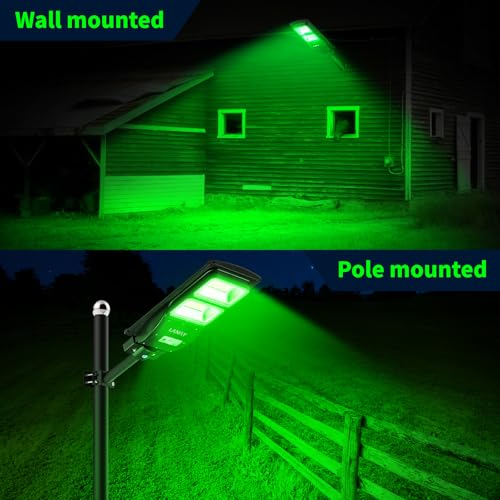Solar Green Hunting Lights Set - 2 Pack 16000LM Night Hog & Deer Lights with Remote & Bracket