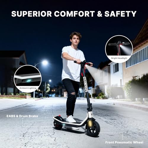Gotrax Electric Scooter for Adults White 8.5-Inch Tire, 12 Mile Range, 15.5 MPH, 250W Motor